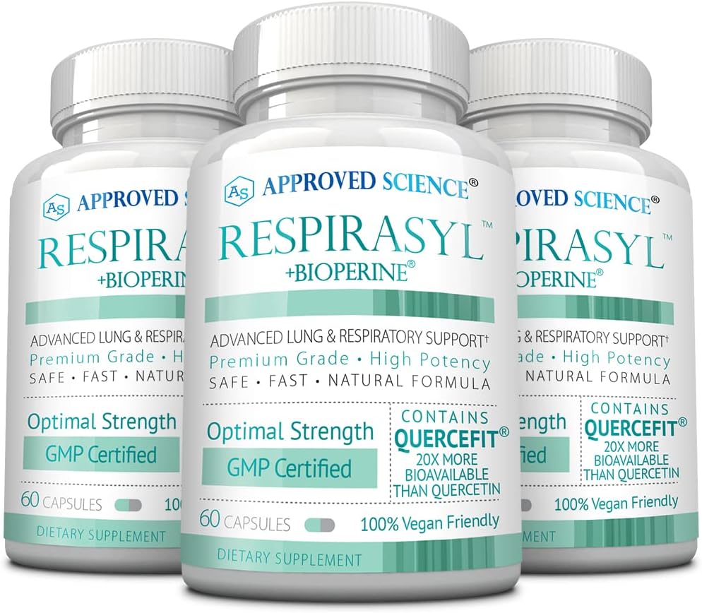 Heakskiidetud Science® Respirasyl - Lung and Respiratory Support - Quercefit, vitamiinid A, C, D, BioPerine - 3 kuu tarne - valmistatud USA-s