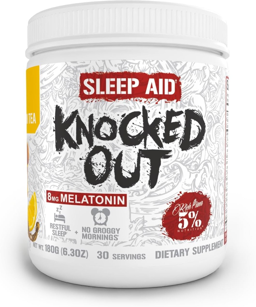 5% Toitumine Rikkalik Piana Klubi Välja Natural Sleep Aid Pulber | Post-Workout Recovery & Deep Sleep Supplement | GABA, melatoniin, kummel, türosiin, 5-HTP, & More | 30 Servings (Honey Lemon Tea)