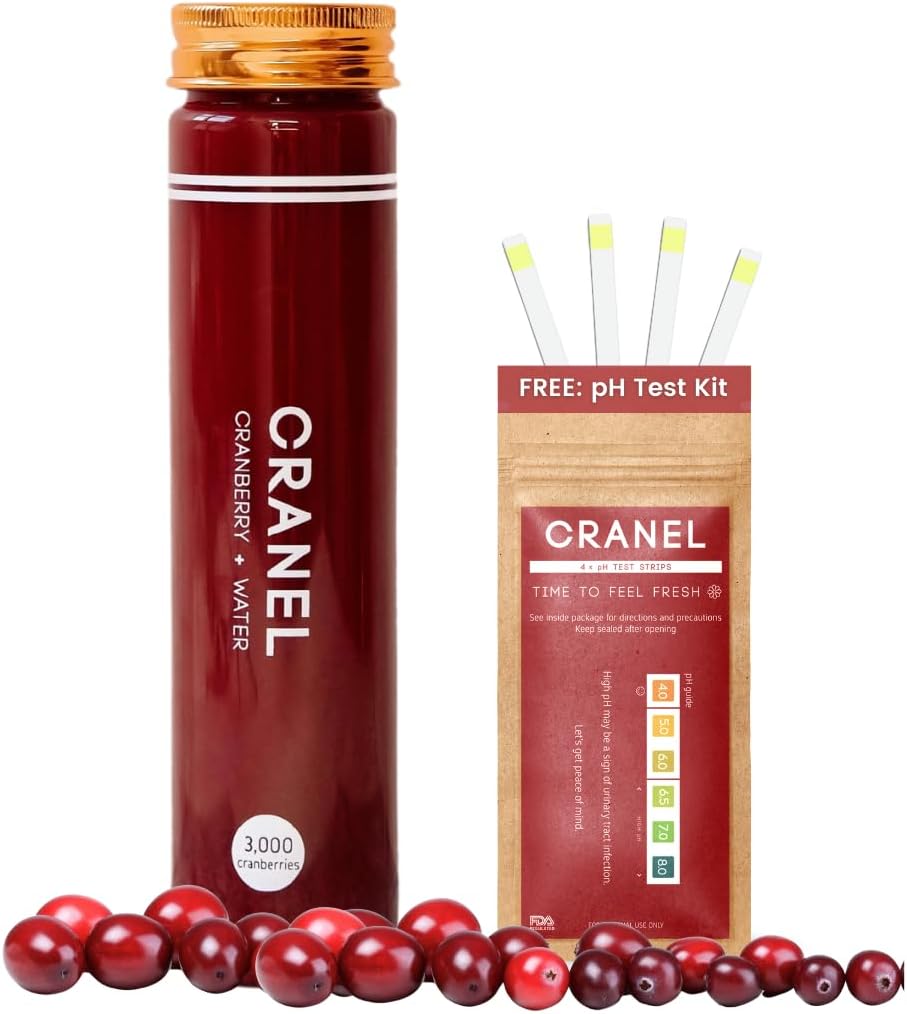 CRANEL Fast Acting Cranberry valem - kuseteede ja soolestiku toetus - (1 nädala pakkumine) + tasuta pH-testi | 3000 Jõhvikad, suhkruta, vegan, kliiniliselt tõestatud