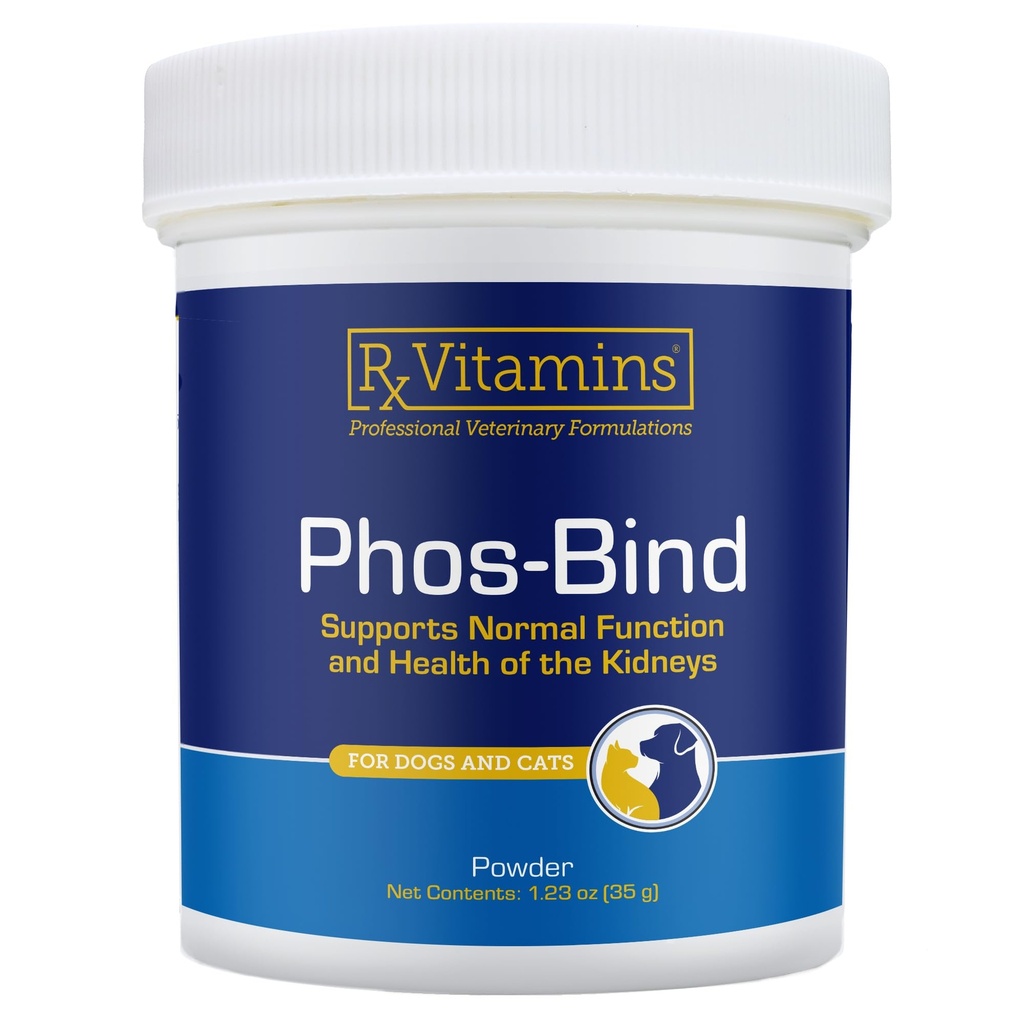 Rx Vitamiinid Phos-Bind - Neerutoetus Toidulisand Pulber - Fosfate Binder kassidele ja koertele neerude tervise jaoks - toetab normaalset neerupuhastust ja hädavajalikku neeruhooldust - 35 g