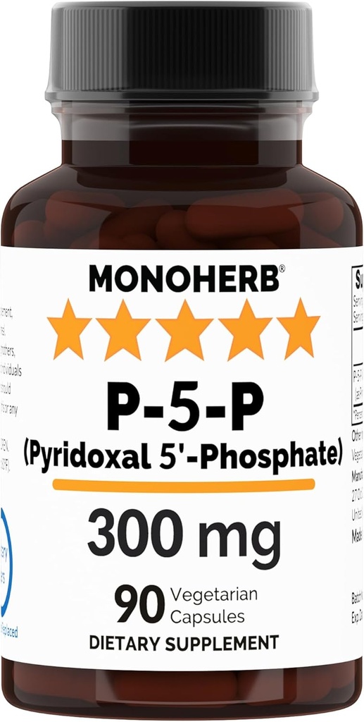 MONOHERB Püridoksaal 5- fosfaat 300 mg - 90 taimekapslit - P5P Aktiveeritud vitamiin B6 - väga biosaadav