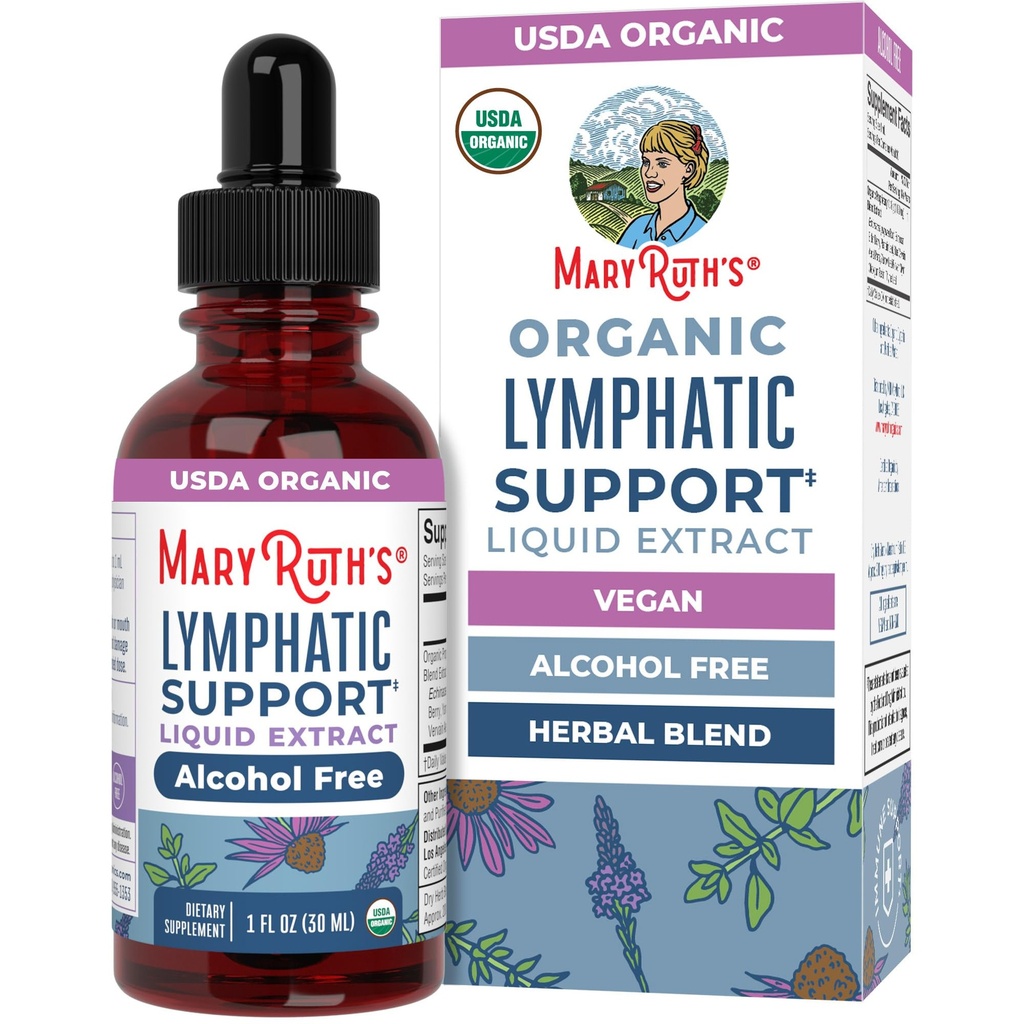 MaryRuth Organics Lymphatic Support Drops | USDA Organic Lymphatic Cleanse Immune Support Supplement | Lymphatic Support with Echinacea & Elderberry | Blue Vervain | Vegan | Non-GMO | 30 Servings