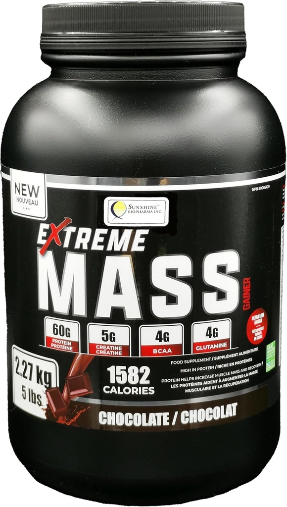 Extreme Mass Gainer lihaste ehitaja, 5 naela (2,27 kg) Madal suhkur kõrge kalorid intensiivne treening