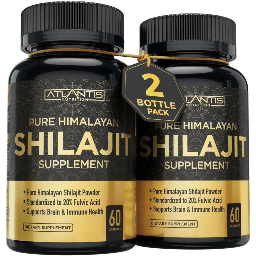 Atlantis Nutrition Himalayan Shilajit kapslid formuleeritud 20% Fulvic Acid | 1000MG per Serving – 10: 1 Extract | USA Made | Himalayan Shilajit Supplement for Men & Women | 120 kapslit