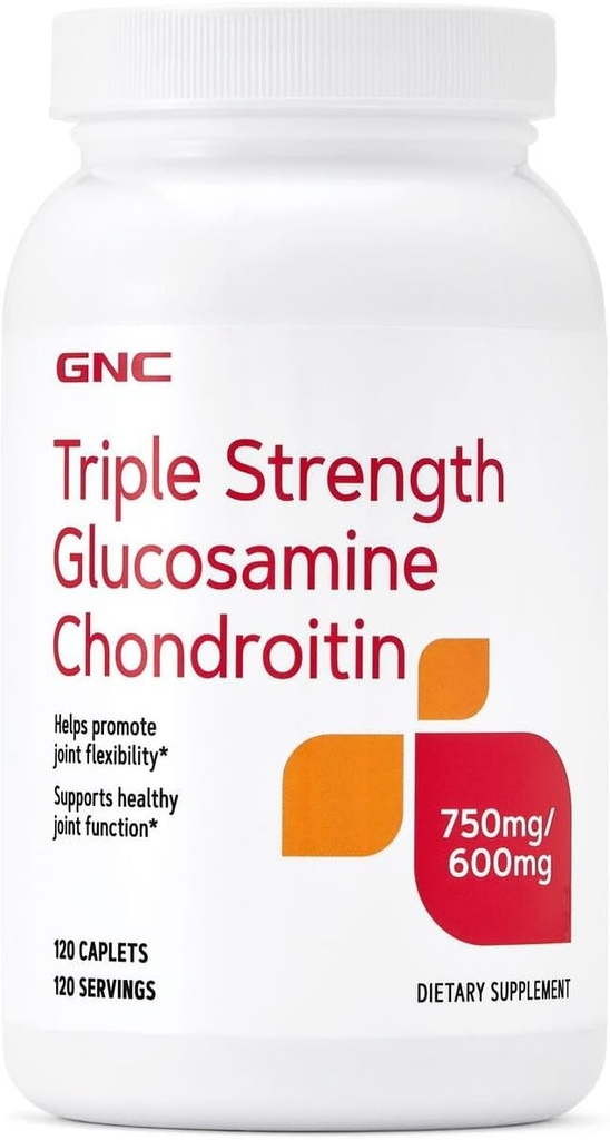 GNC kolmekordne tugevus Glükoosamiin Kondroitiin 750 mg / 600 mg, 120 kapslit, toetab tervislikku liigesefunktsiooni