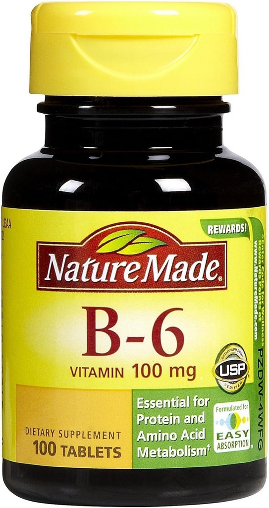 Nature Made Vitamiin B6 100 mg Tabs, 100 ct