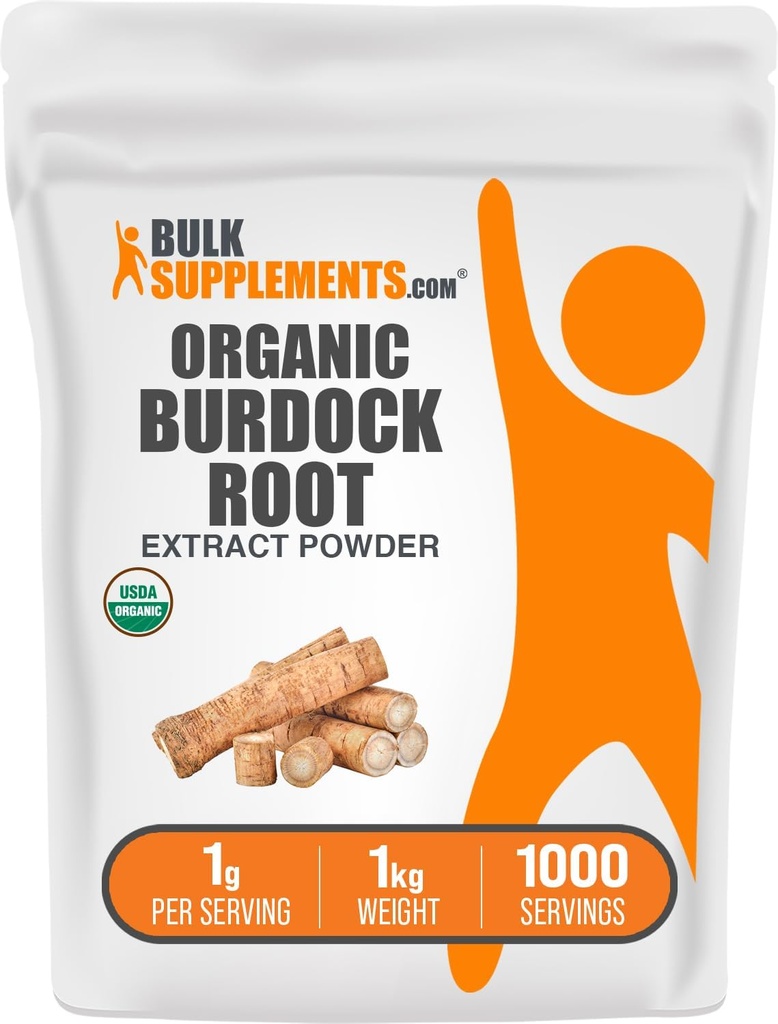 BulkSupplements.com Orgaaniline Burdock Root Extract Pulber - Burdock Root Powder, Taimne täiendus - Vegan & Gluteenivaba, 1 g per Serving, 1kg (2,2 naela) (Pakk 1)