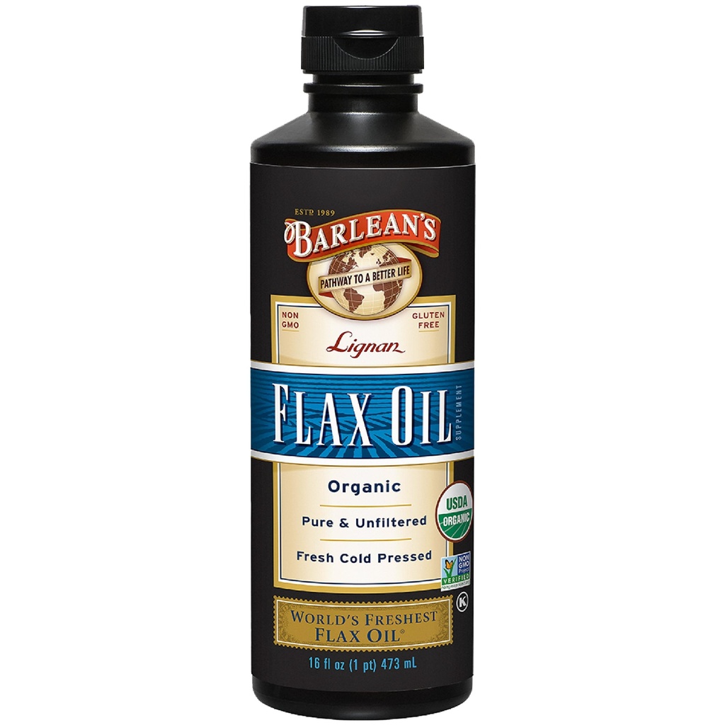 Barlean orgaaniline Lignan Omega 3 linaseemneõli Vedel lisand meestele ja naistele, külmpressitud linaseemned, 7230mg ALA rasvhape, vegan ja gluteenivaba, 16 oz