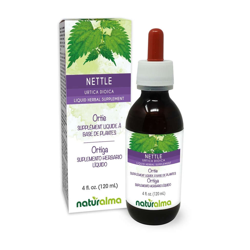Naturalma Nettle (Urtica dioica) Leht ja juur Alkoholivaba tinktuur - 4 fl oz Vedelikekstrakt tilkades - Taimne täiendus - Vegan