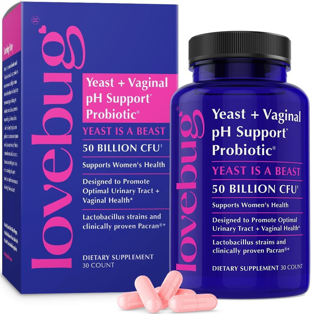 LOVEBUG probiootikumid naistele Pancran® - Multi-tüve probiootikumid toetavad UTI, BV, lõhna ja PH tasakaalu - Vaginaalsed probiootikumid naistele Intiimne floora ja seedetrakti tervis - 30 kapslit