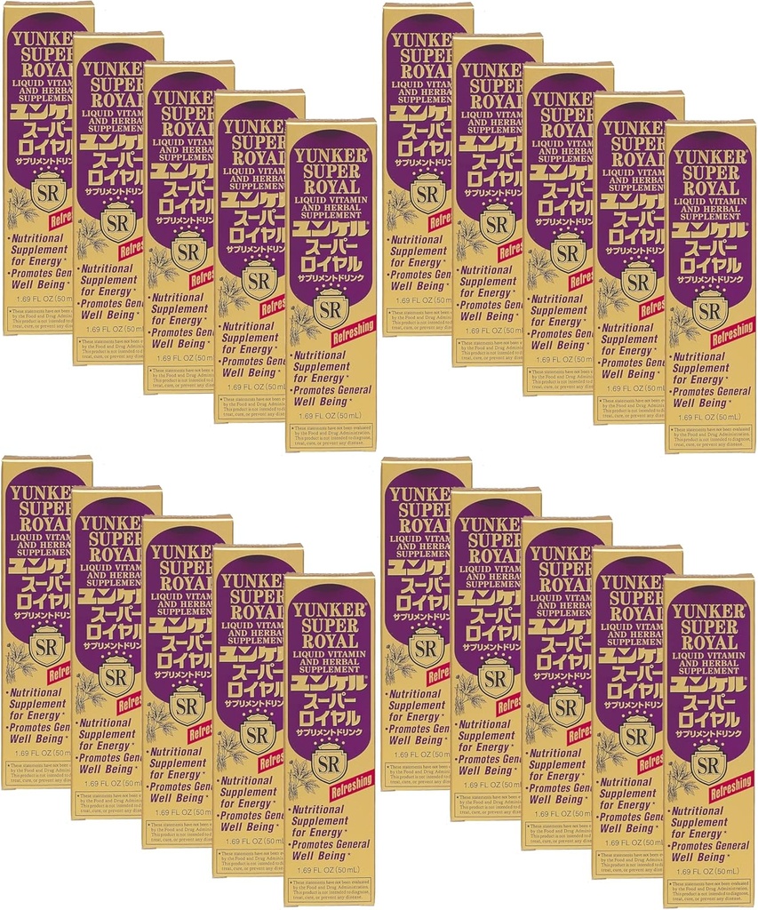 Super Royal, vedelad vitamiinid ja taimsed toidulisandid, nergy taimsed toidulisandid, taimse energia võimendamine, vähendab füüsilist väsimust ja väsimust, 1,69 Fl oz, valmistatud Jaapanis (Pack of 20)