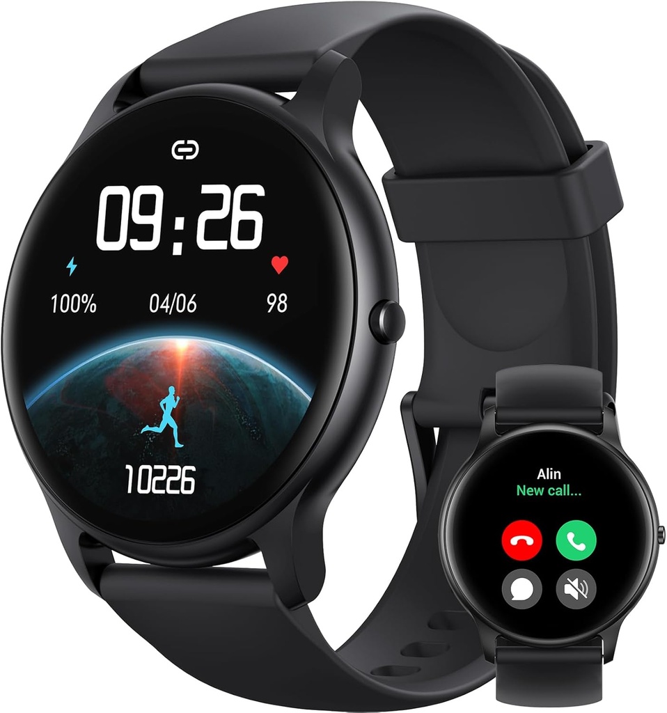 Parsonver Smart Watch meestele naistele (vastus / tee kõned), HD ekraani sobivuse jälgija IP68 veekindel 100+ spordirežiimid, südame löögisageduse unemonitor, Pedomeeter, Android-telefonide / iPhone'iga ühilduv nutikella