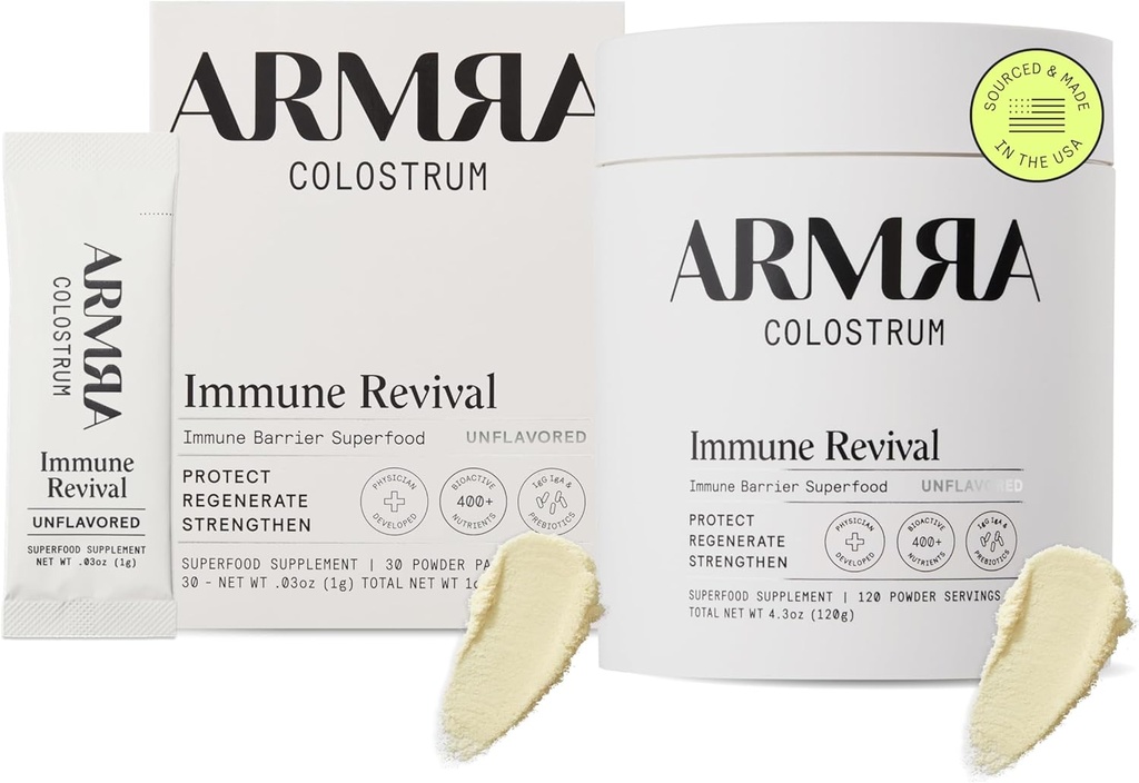 ARMRA ColostrumTM Premium Powder, Grass Fed, Soolestiku Tervise Bloating Immuunsus Naha Ja Juuksed, Sisaldab 400+ Bioaktiivseid Toitaineid, Keto, Gluteeni Ja Rasva Vaba (Maitsestamata Kood | 150 Servingut)