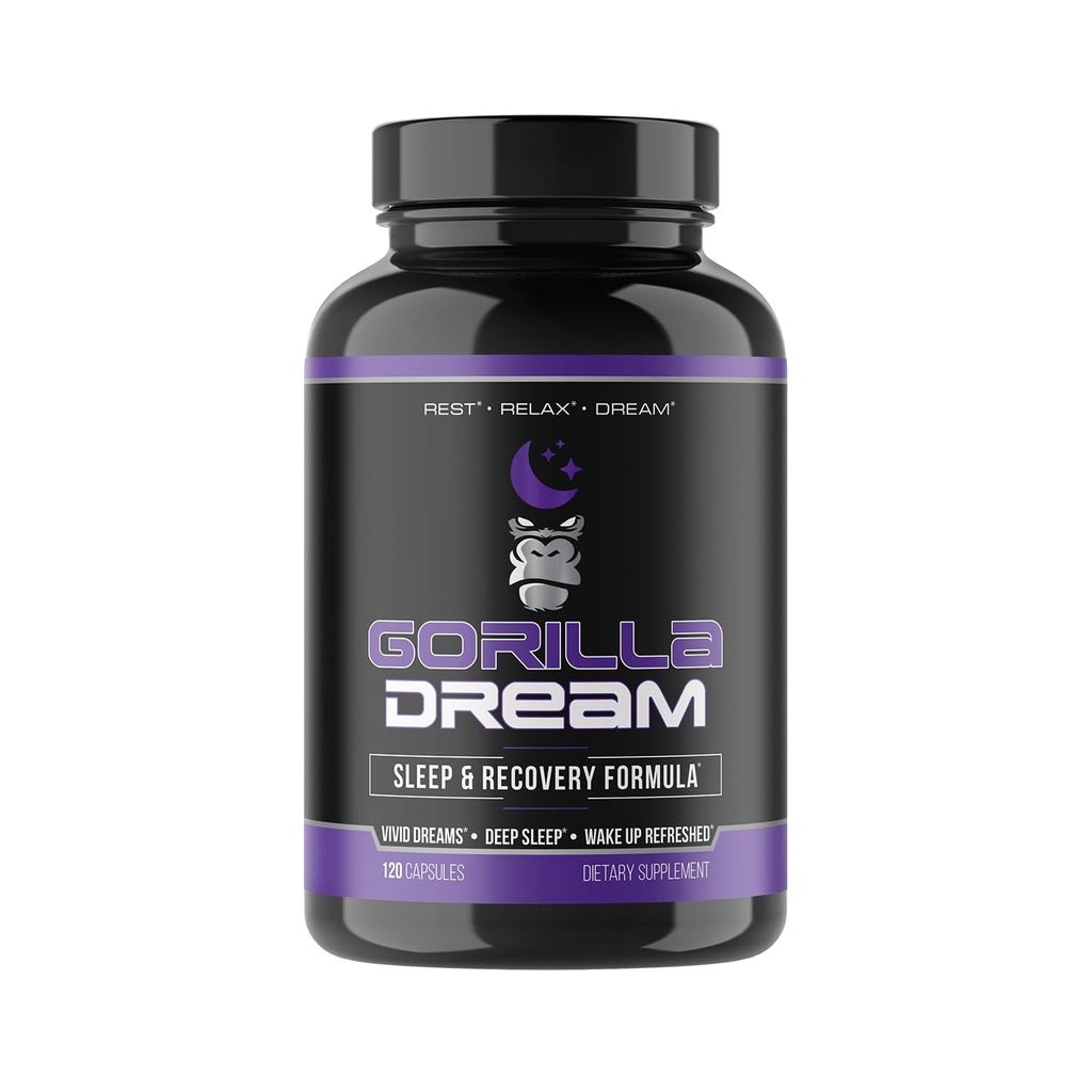 Gorilla Mind Dream Supplement (120 kapslit) - Nootropic Infundeeritud terviklik Sleep & Recovery Supplement - GABA, melatoniin, Valerian Juur, Magneesium, L-Theanine, Sensoril, Ashwagandha & More