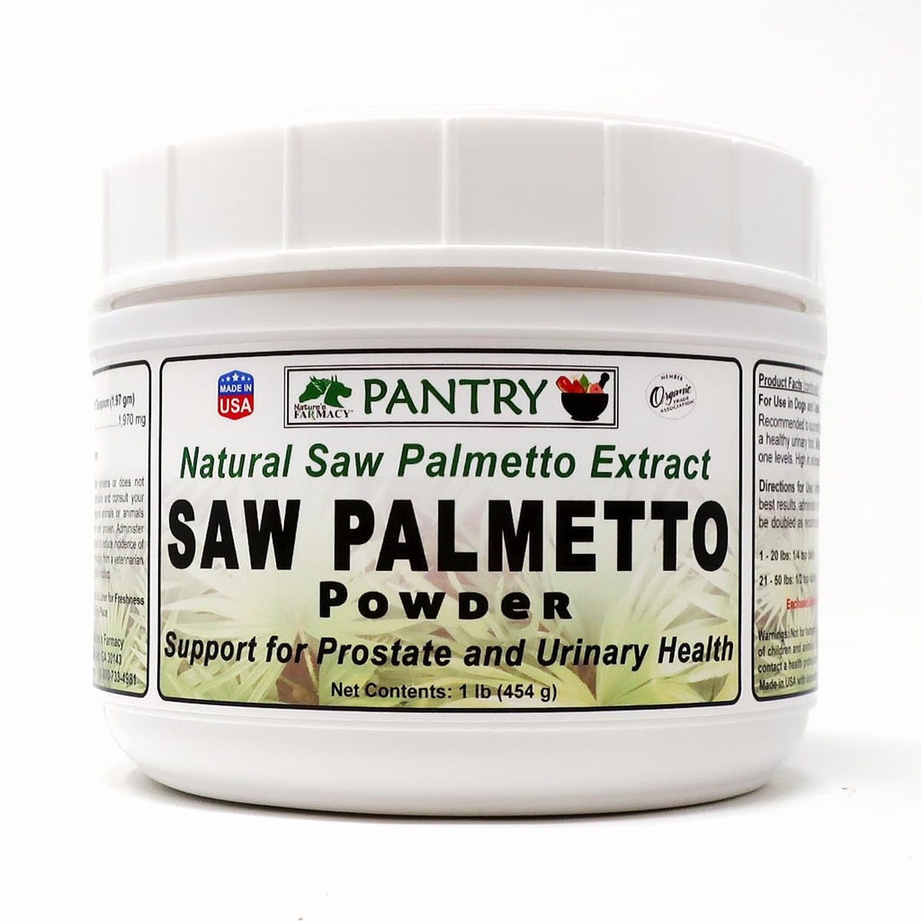 Dogzymes Saw Palmetto pulber - leevendab kuseteede raskusi, mis arenevad, kui laienenud eesnäärme takistab uriini väljutamist põie