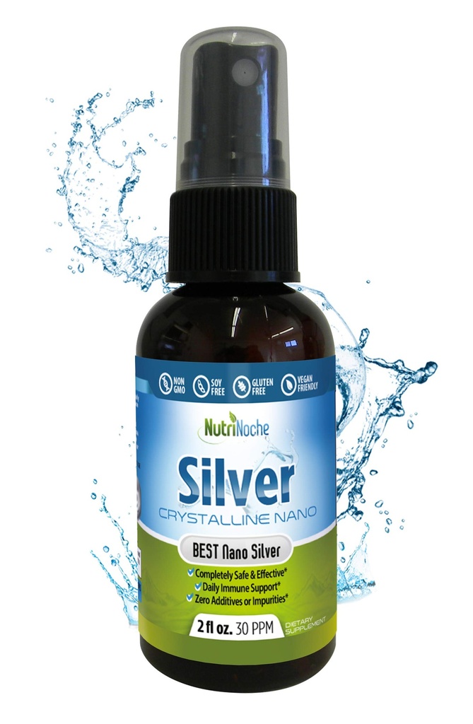 Nutrinoche Ultra Pure Colloidal Silver Spray - Suurepärane igapäevane immuuntoetus - Orgaaniline 99,99% Nanoosakesed - Ultra Pure Silver Hydrosol - 2 Ounces - 30 ppm