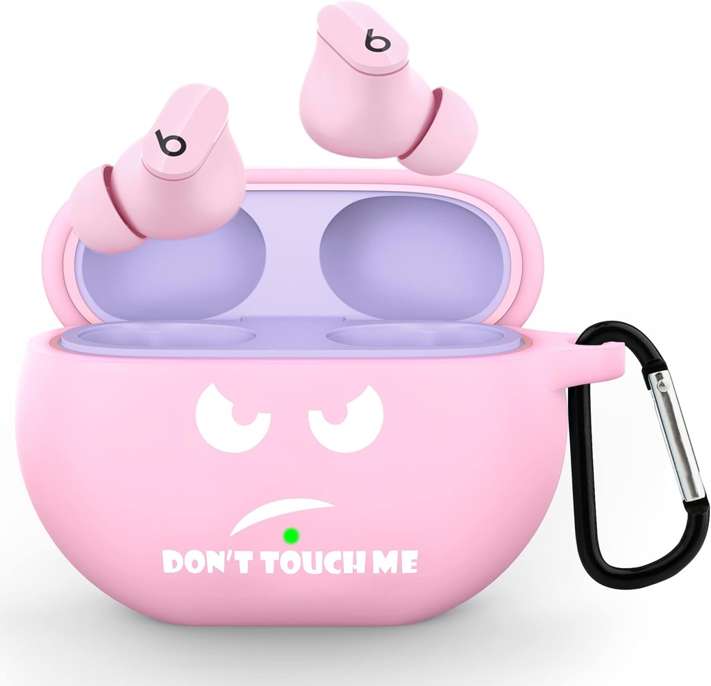 CACOE Silicone Case Cover for Beats Studio Buds / Beats Studio Buds + 2023,Protective Skin Beats Studio Buds Juhtumid Shockproof Cute Funny Print tarvikud Keychain (Pink)
