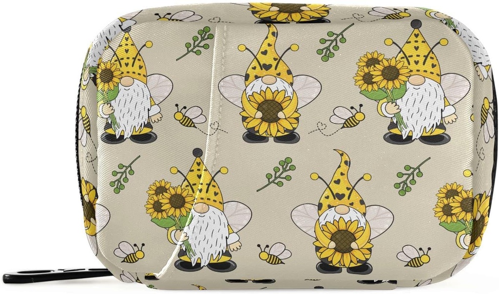 Gnome Bees Pill Box 7 Day Pill Case Travel Pill Korraldaja kott Zipper kaasaskantav Nädal Vitamiin Meditsiin Täiendus Hoidja kott