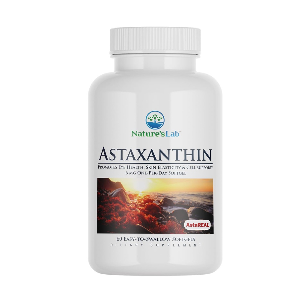 Nature's Lab AstaREAL Astaksantiin - 6 mg tugevaid antioksüdante - 60 kapslit (2 kuu pakkumine)