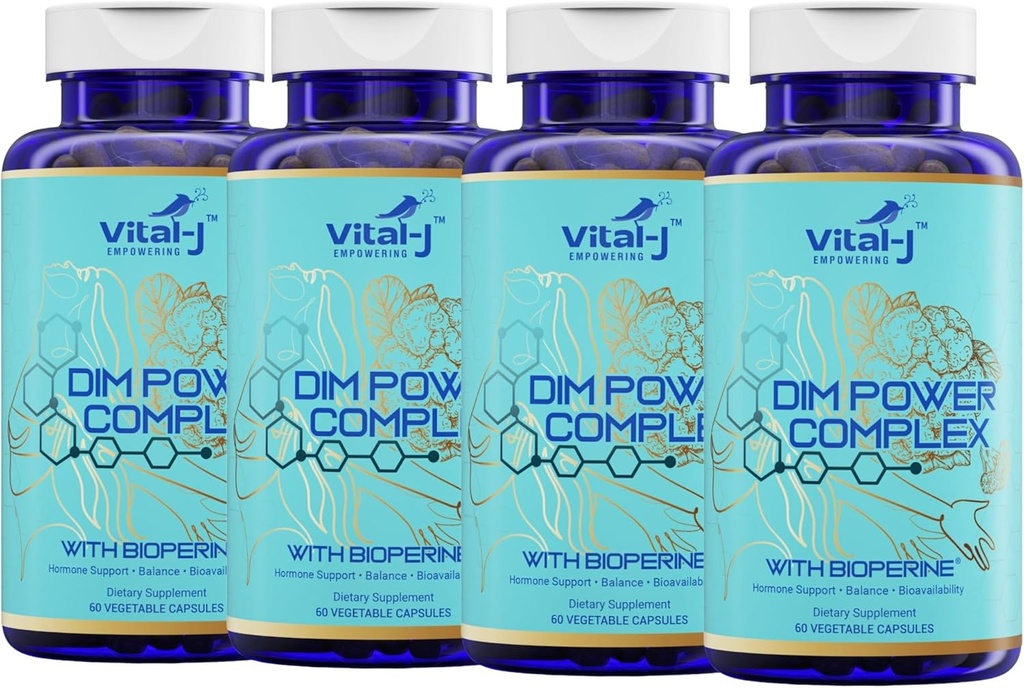 4-in-1 DIM potentsi kompleks 300mg - östrogeeni tasakaal ja ainevahetus, energia ja menopausi tugilisa koos bioperiiniga (x4), kaltsiumi ja brokoli ekstraktiga - naistele ja meestele 120 serveerimist
