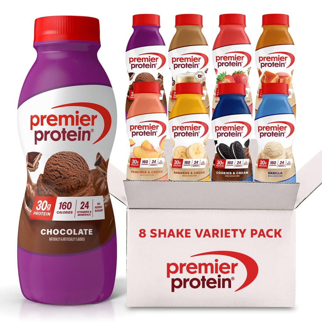 Premier Protein Shakes, 8 Maitse Variety Pack, 30g Valk, 1g Suhkur, 24 Vitamiinid ja mineraalid, Toitained, et toetada Immuuntervise 11,5 Fl Oz (8 Pack)