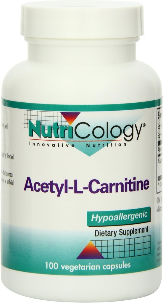 Nutrikoloogia Atsetüül-L-karnitiin 500mg täiendus - ainevahetus ja energiatoetus, ALC, vaba vorm Aminohape, taimetoitlased kapslid - 100 loend