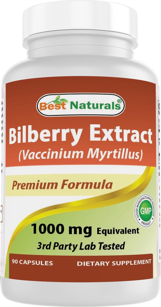 Parimad looduslikud mustikaekstrakt 1000mg kapsel (mitte-GMO) toetab tervislikku visiooni, 90 Count
