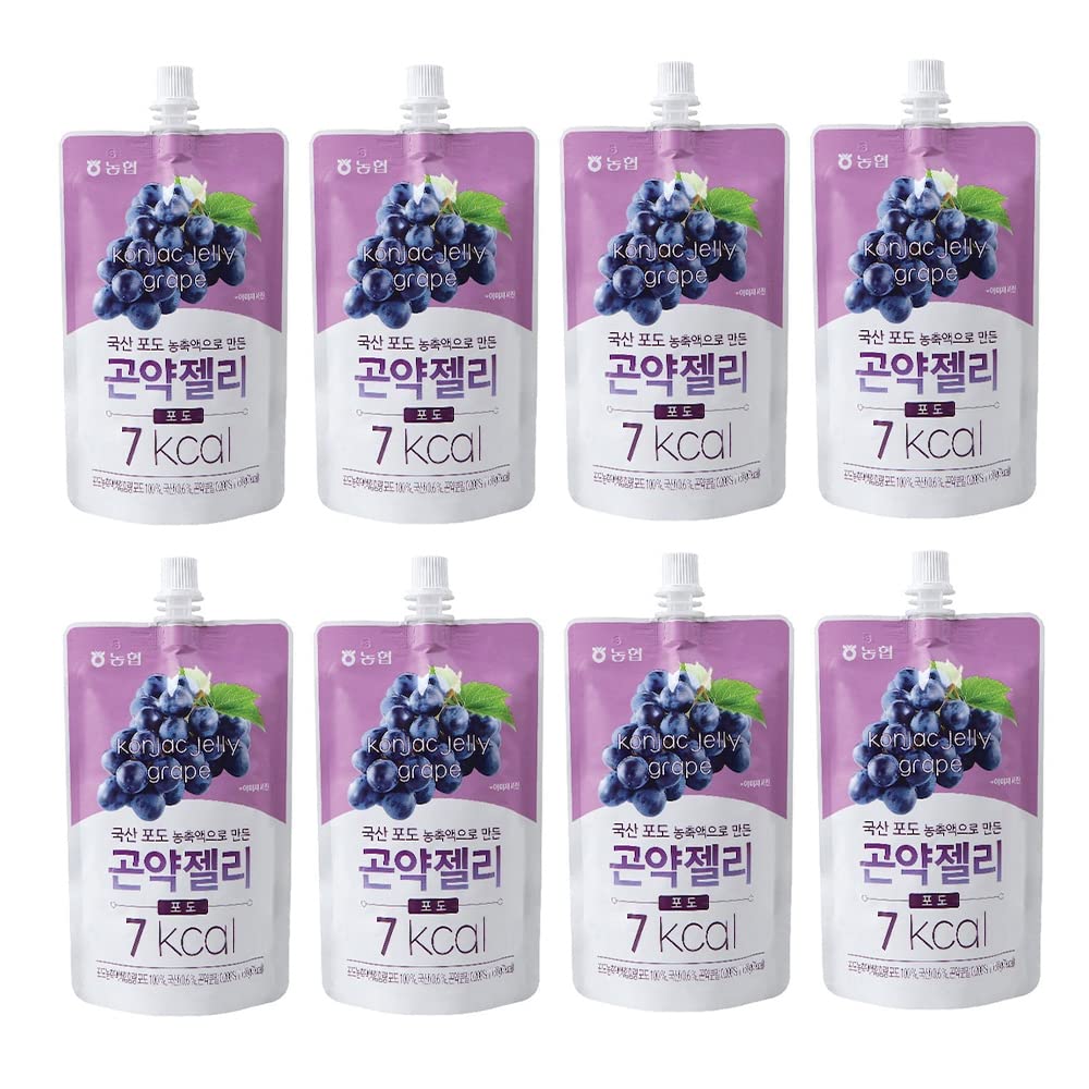 [NongHyup] Grape Konjac Jelly, toode Korea, tervislik ja looduslik kaalulangus Dieet Toidulisandid, madala kalorsusega, 농협 곤약 젤리, 저칼로리 식품 식품, 100% 한국산 (150 g x 8 pakendit) (Viinamaitse)