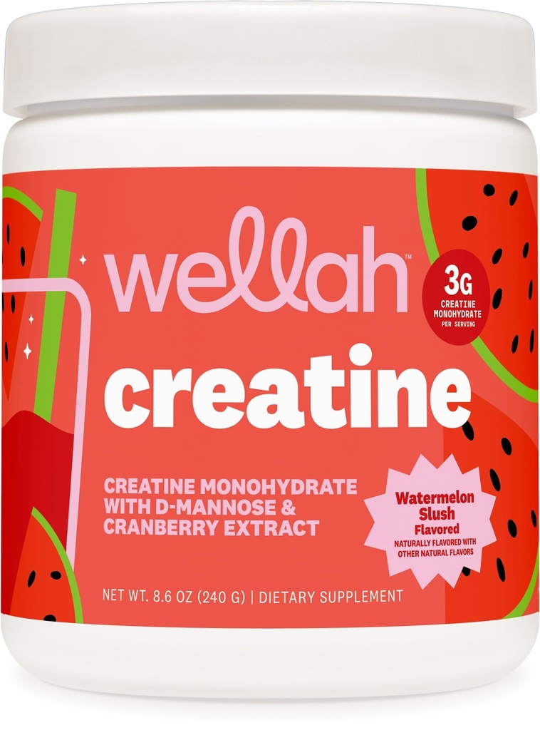 Wellah Kreatiin naistele (50 serveerimist, arbuus Slush) - kreatiini monohüdraat Dandelion & Cranberry ekstraktiga