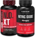 Jacked Factory N.O. XT lämmastikoksiidi lisand (90 kapslit) ja nitrosigiin L-arginiin lämmastikoksiidi võimendaja (90 kapslit) lihaste kasvu, pumpade, vaskulaarsuse ja energia jaoks
