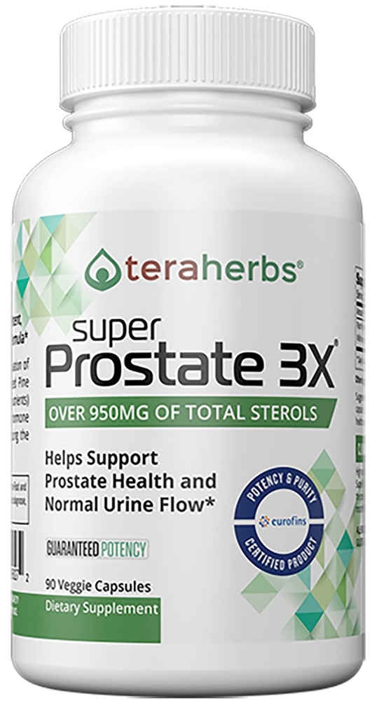 Teraherbs Super eesnäärme 3X - põie kontroll, & suurenenud eesnäärme ja sagedase urineerimise toetamine - eesnäärme lisandid meestele - 90 kapslit