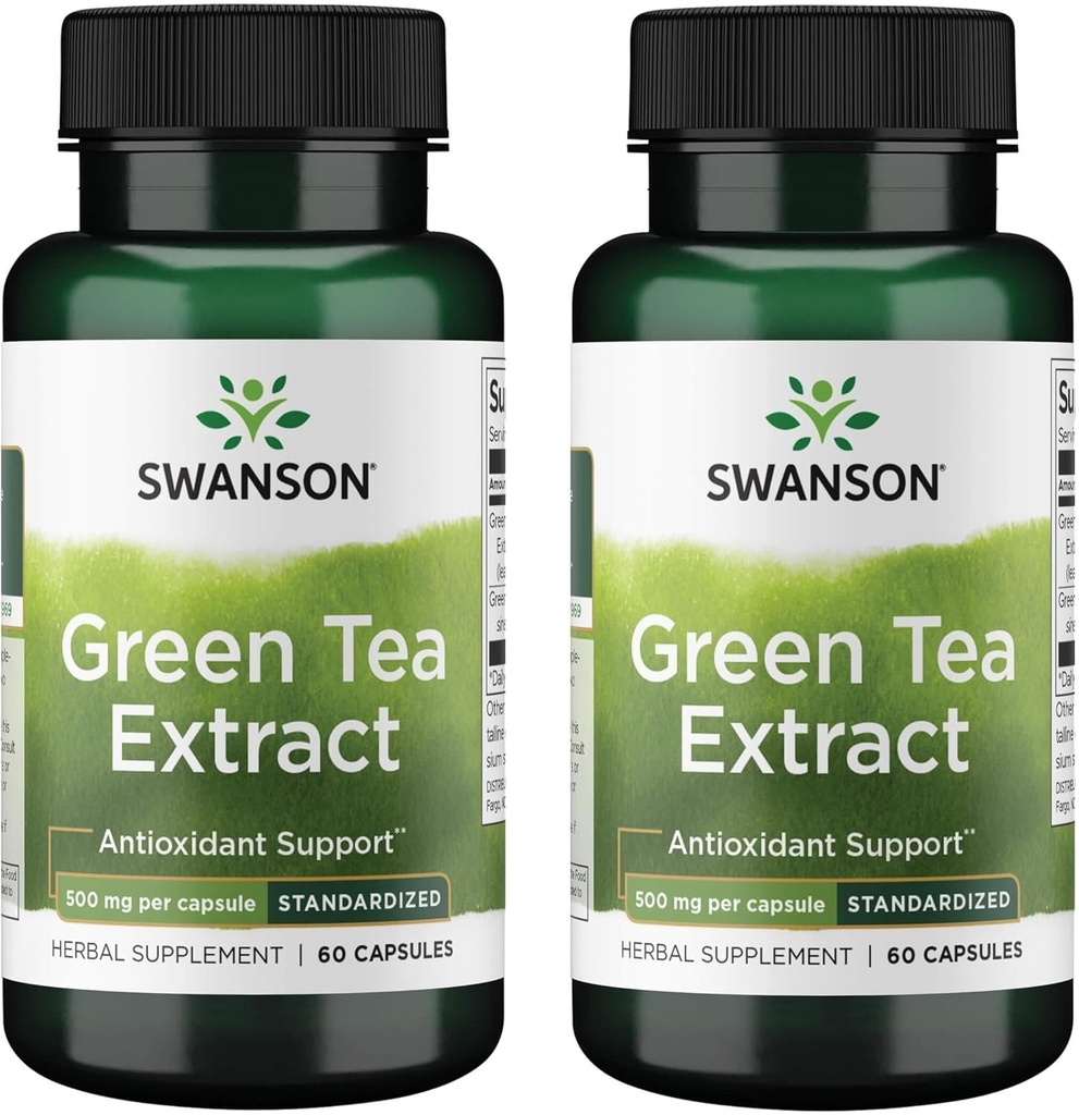 Swanson Green Tea Extract 500 milligrammi 60 kapslit (2 pakendit)