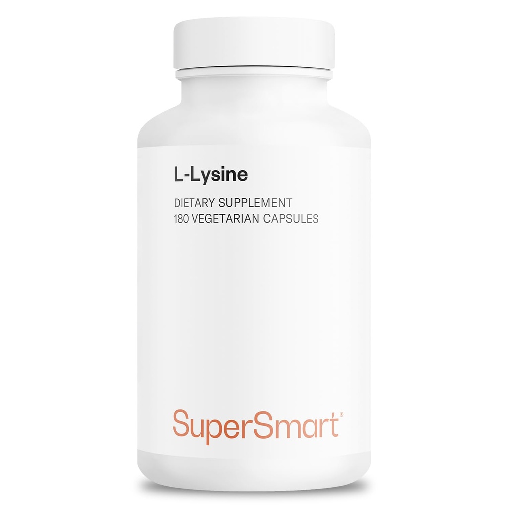 Supersmart - L-lüsiin 6000 mg päevas (suur tugevus) - oluline aminohappe lüsiini lisand | Mitte-GMO ja gluteenivaba - 180 taimekapslit