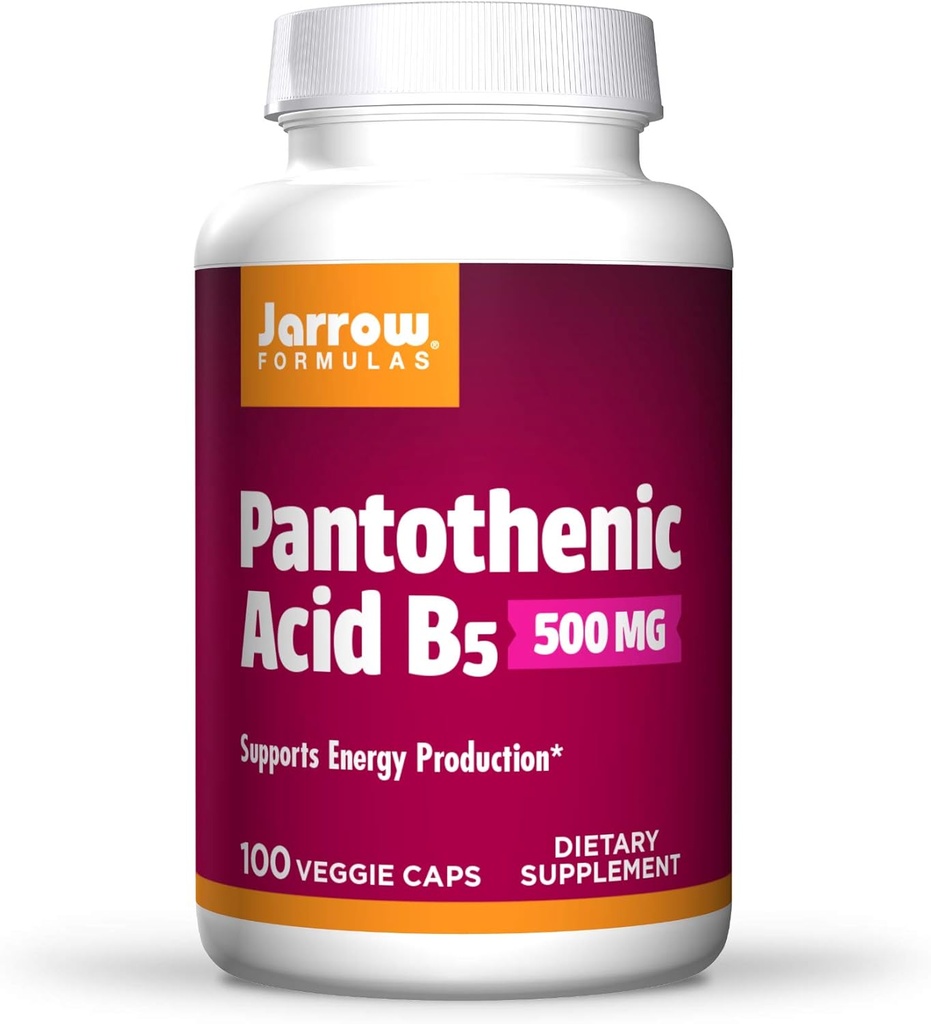 Jarrow valemid Pantoteenhape B5 500 mg - 100 Veggie kapslid - Essential B Vitamiin - Energia tootmine ja ainevahetuse tugi - 100 Servings, Pack of 3
