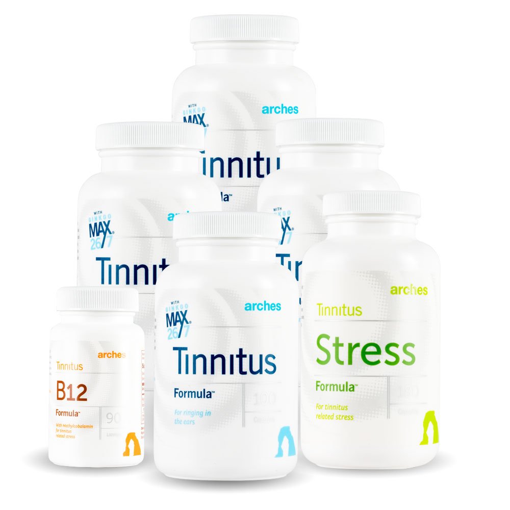 Arches Tinnitus Combo Pack - Nüüd Ginkgo Max 26/7 - Looduslik Tinnitus Ravi Ringing kõrvade leevendamiseks - 6 pudelit - 90 päeva pakkumine