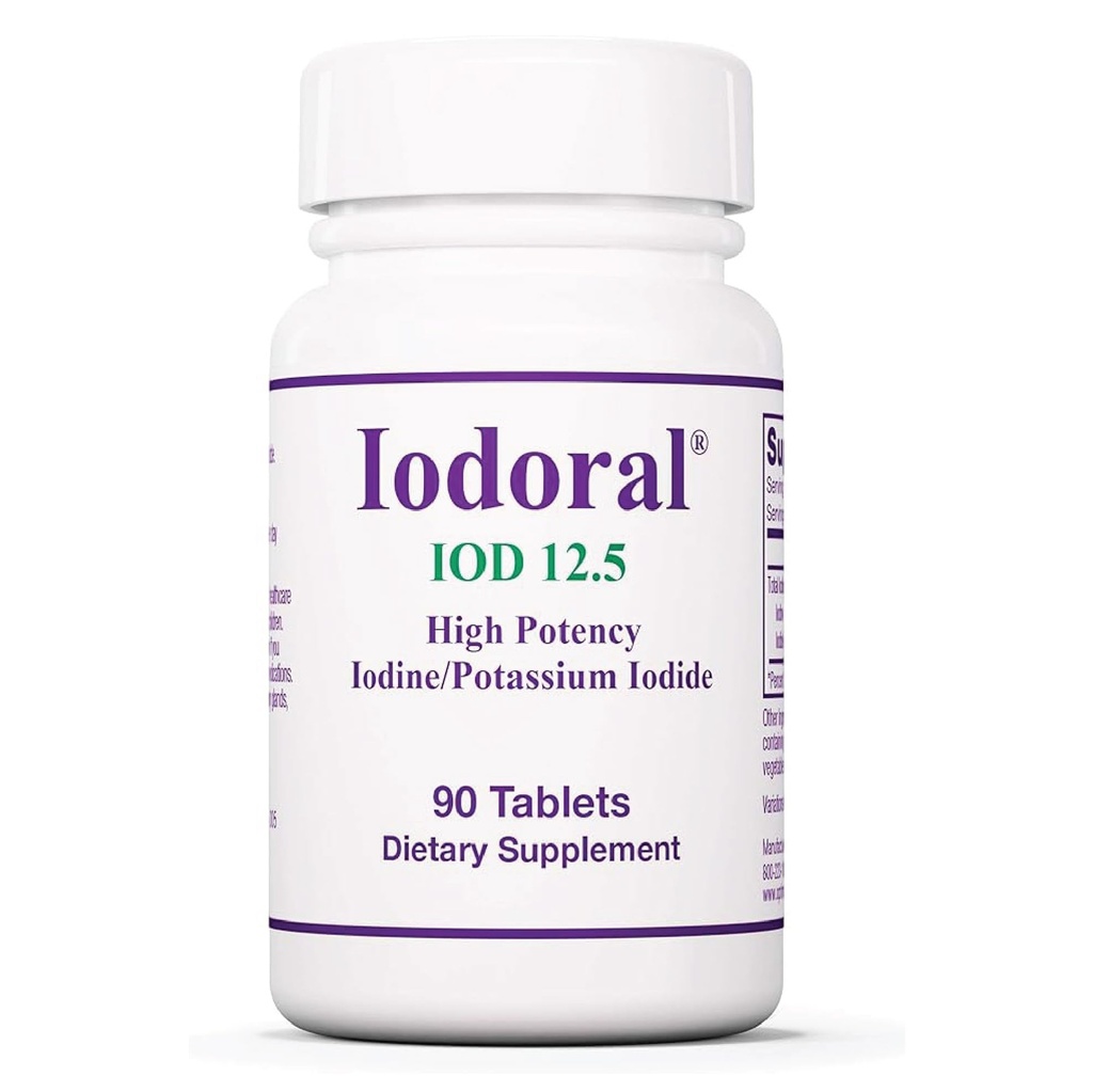 Optimox Iodoral 12, 5 mg täiendus - joodilisand, kilpnäärme tugi naistele ja meestele, lugoli lahuse tabletid, kaaliumjodiidi tabletid, igapäevane mineraalide kompleks - 90 loend