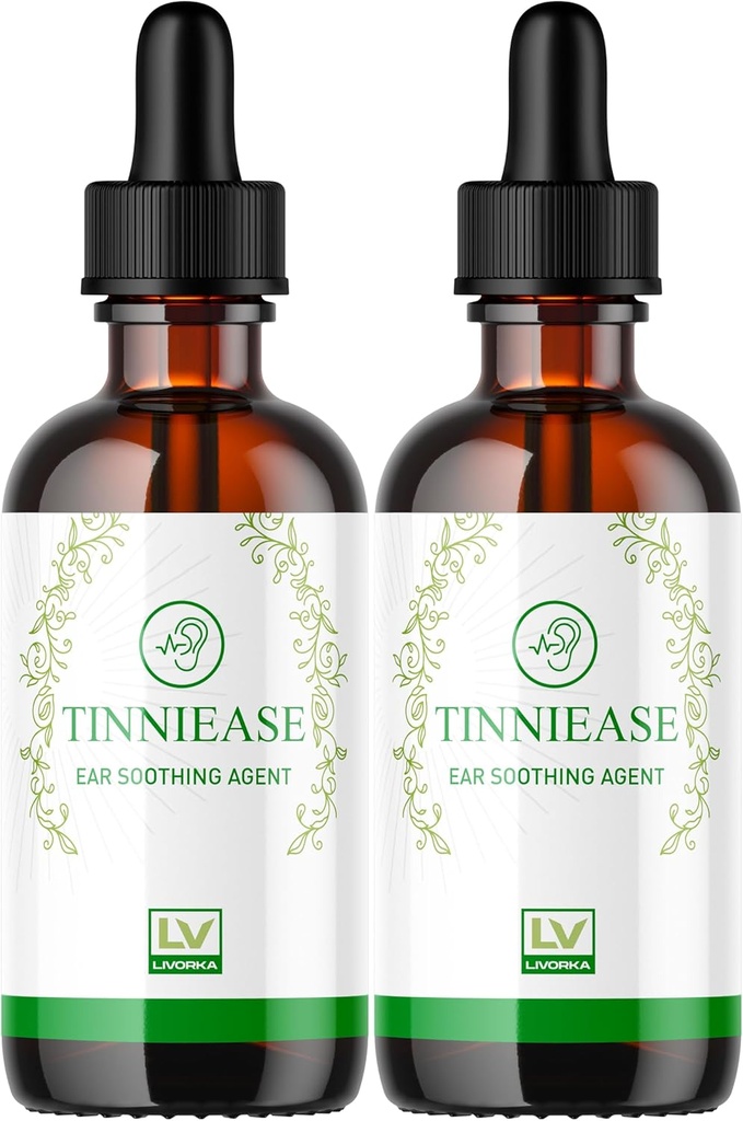 LIVORKA (2 Pack) Tinniease tilgad, Tinniease tilgad kuulmise toetamiseks, Tinni Ease tilgad, Tinniease Kõrvatilgad, 2 pudelit 60 päeva