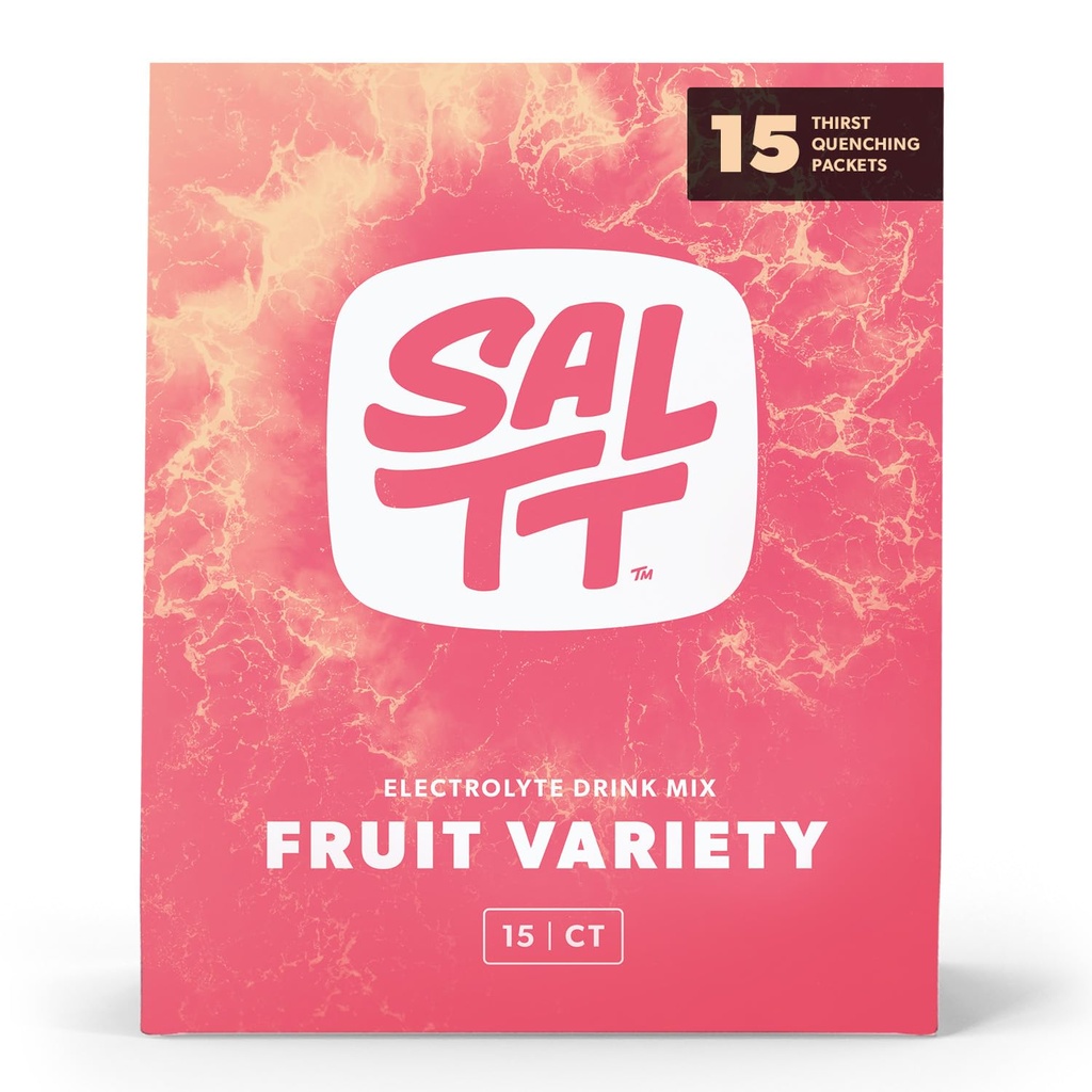 SALTT Elektrolüütide pulbripaketid, puuviljasortide pakett (15 pakendit) - magneesium, kaalium, naatrium, jäljemineraalid - vegan ja gluteenivaba - Travel Essentials - valmistatud USAs