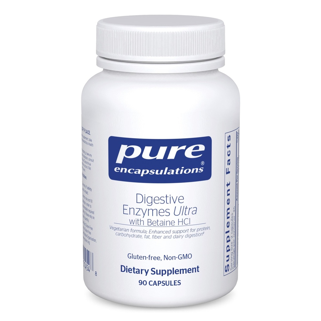 Puhas kapseldamine Seedeensüümid Ultra koos Betaine HCl - Vegetaarne seedeensüümi lisand valgu, süsivesiku, kiudaine ja piima seedimise toetamiseks * - 90 kapslit
