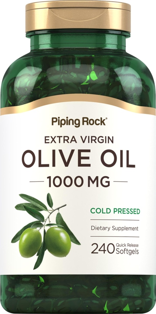 Piping Rock Oliiviõli Softgel Kapslid | 1000mg | 240 Pills | Orgaaniline Extra Virgin Cold Pressed Supplement | Gluteenivaba, Non-GMO