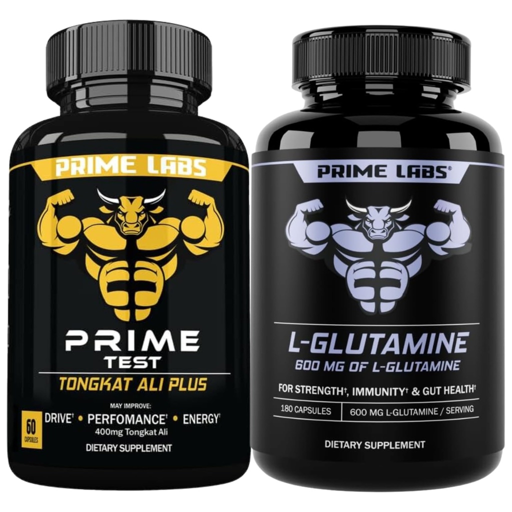 Prime Labs Tongkat Ali Plus (60 ct) + L glutamiin (180 ct)