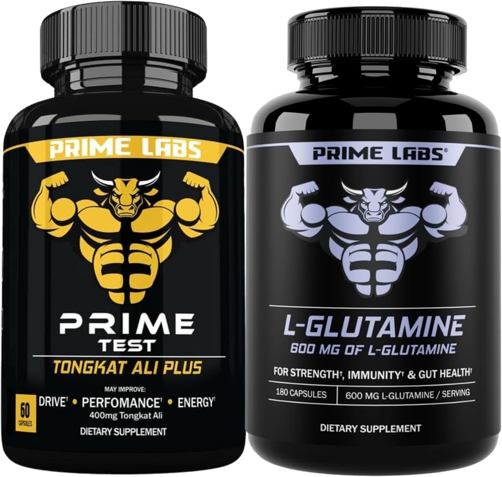 Prime Labs Tongkat Ali Plus (60 ct) + L glutamiin (180 ct)