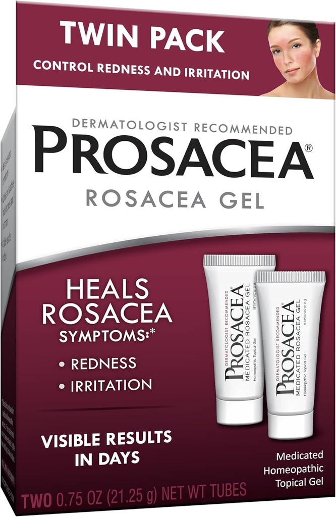 Prosacea - Ravim Rosacea näo ravi - Ravib Rosacea Punastuse, Pimples ja ärrituse sümptomid - Lõhnavaba - Kaksikpakend - Kaks 0, 75oz Tubes (1,5oz Kokku)