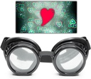 GloFX Black Heart Effect Difraction Goggles - See Hearts - 3D Holographic Visuals Edm Rave Outfit Steampunk Costume Cosplay Music Festival Essential