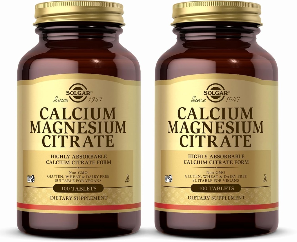 Solgar Kaltsium Magneesiumtsitraat - 100 tabletti, pakend 2 - mitte-GMO, vegan, gluteenivaba, Kosher - 40 kokku