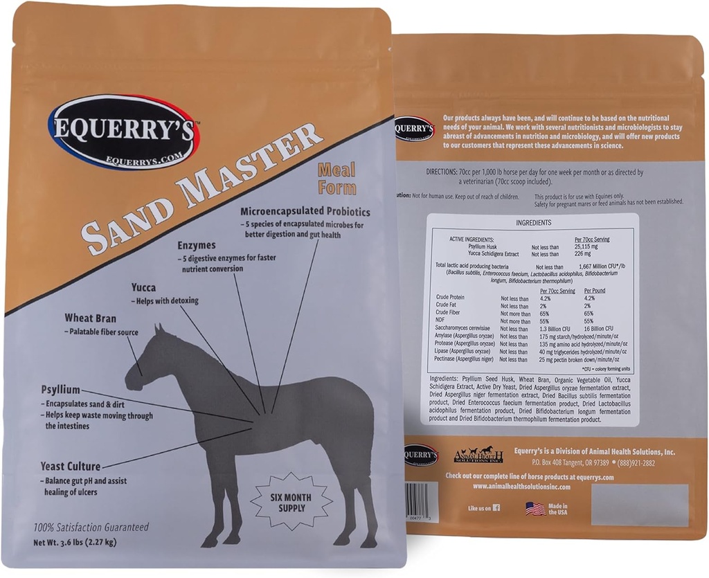 Equerry's Sand Master Horse Supplement - toetab liiva eemaldamist ja üldist seedetrakti tervist hobustele | Fecal Clearance hobustele | Psyllium | Isu stimuleerimine - 3,6 lb
