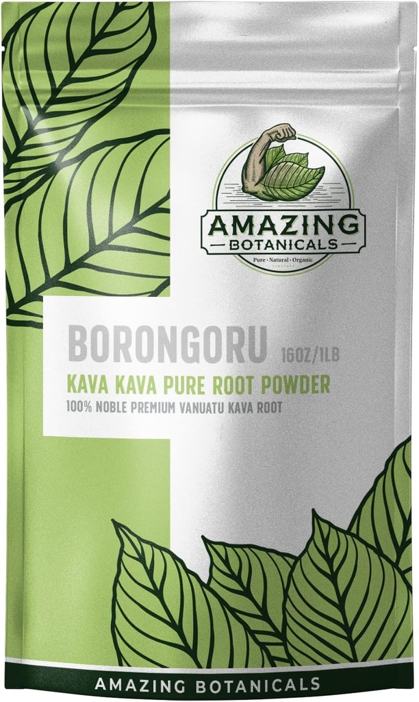 Amazing Botanicals Borongoru Vanuatu Kava Root - 100% õilis Kava-Kava 16oz/1lb, 1 naela kott puhast parimat värsket Vanuatu Kava