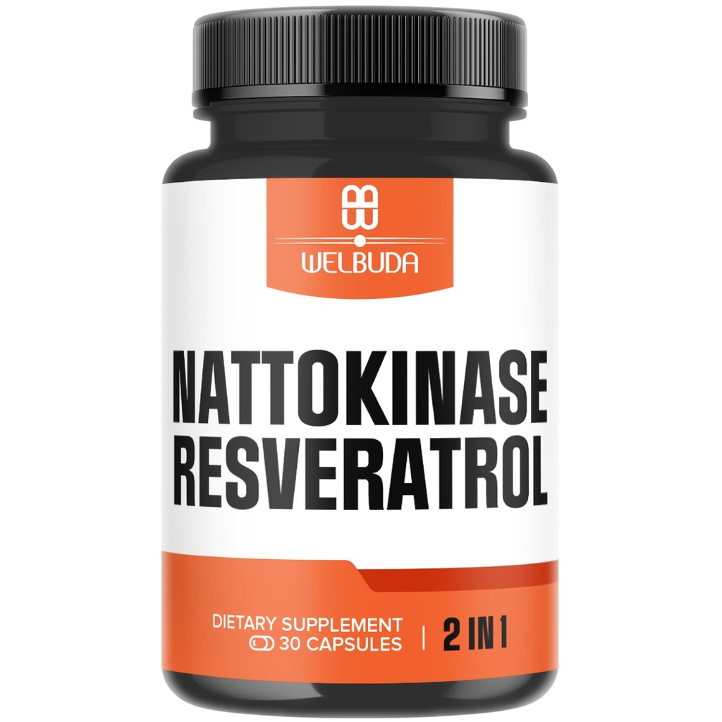 Nattokinaasi täiendus 3300mg koos Trans-Resveratrooliga - immuunsussüsteemi, tervisliku südame ja keha tasakaalu toetamine - 30 serveerimist
