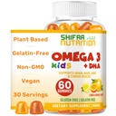 Halal Omega 3 lastele, kellel on DHA-kummid aju arenguks, südame ja immuunsuse toetamiseks, taimepõhiseks, mitte-GMO-ks, vetikapõhiseks DHA-ks, gluteeniks ja želatiinivabaks lastele Omega 3 kummikut, 30 serveerimist
