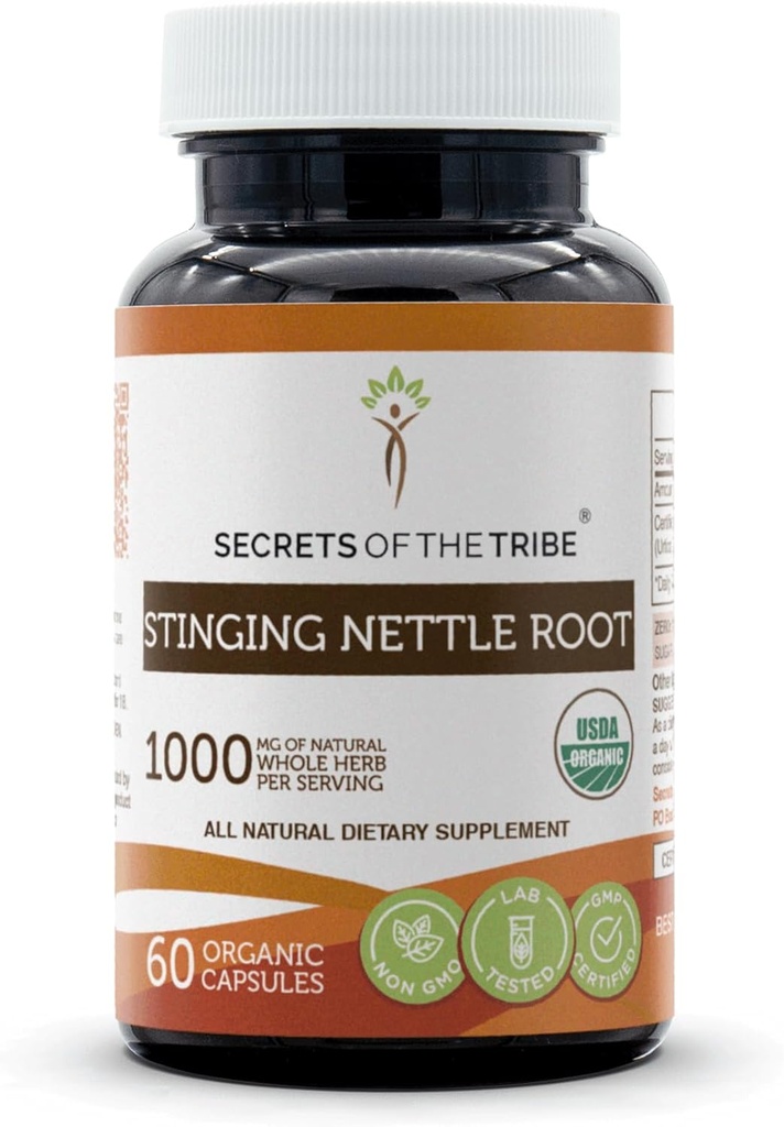 Saladused Tribe Stinging Nettle Juur 60 kapslid, valmistatud taimsete kapslite ja USDA orgaaniline Stinginging Nettle Urtica Dioica Respiratory and Urinary System Health (60 kapslit)
